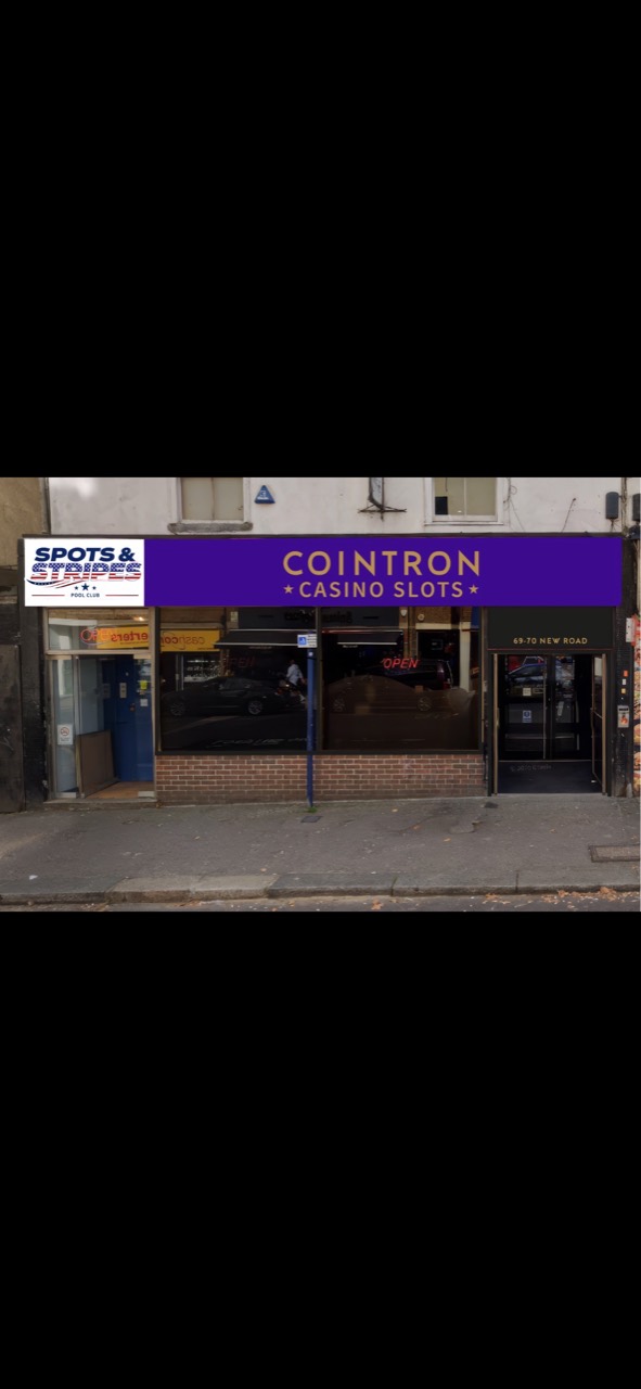 Exterior photograph supplied by Jake, showing the Spots & Stripes sign on the left of the frontage